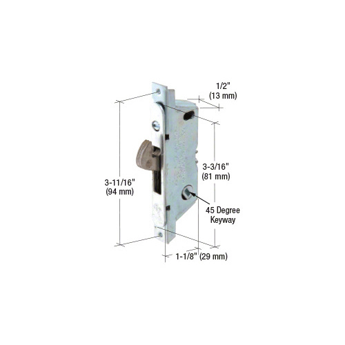 1/2" Wide Round End Face Plate Mortise Lock with Automatic Latching for Doors