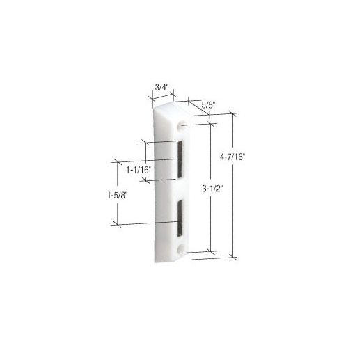 White 3/4" Wide Face Mount Lock Keeper with 3-1/2" Screw Hole