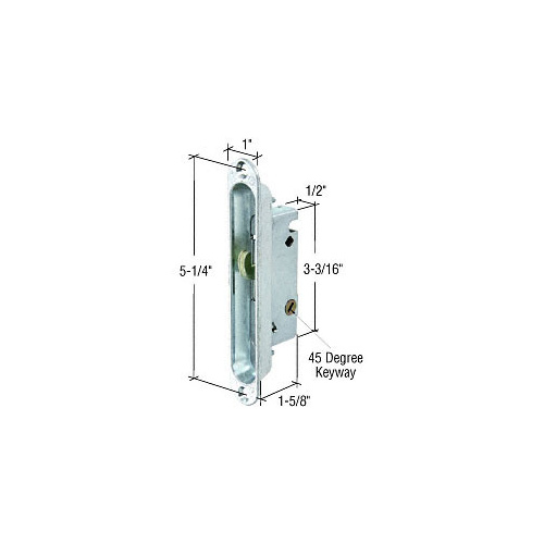 1" Wide Mortise Lock and Plate with 45 Degree Keyway