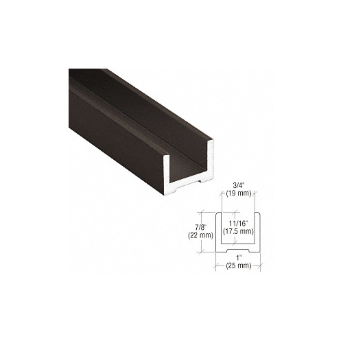 Black Bronze Anodized Wet Glaze U-Channel for 1/2" (12 mm) Glass 120" Length