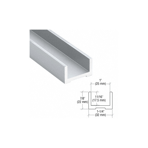 CRL Blumcraft EB750SA Satin Anodized Wet Glaze U-Channel for 3/4" (19 mm) Glass 120" Length