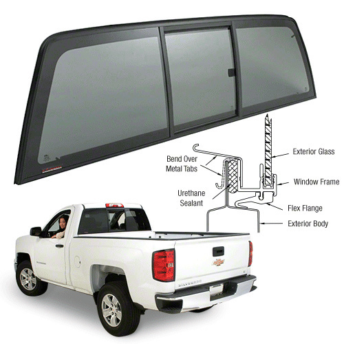 "Perfect Fit" Solar Privacy Glass with Black FrameTri-Vent Slider for 2014-2018 Chevy Silverado/GMC Sierra 1500 and 2015-2018 Chevy/GMC 2500-3500