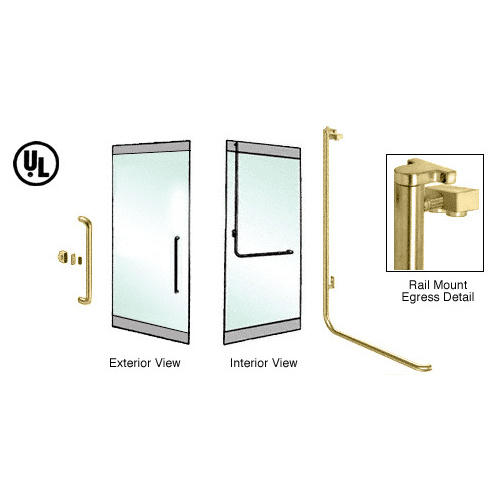 Polished Brass Left Hand Reverse Rail Mount Keyed Access 'Y' Exterior Top Securing Electronic Egress Control Handle