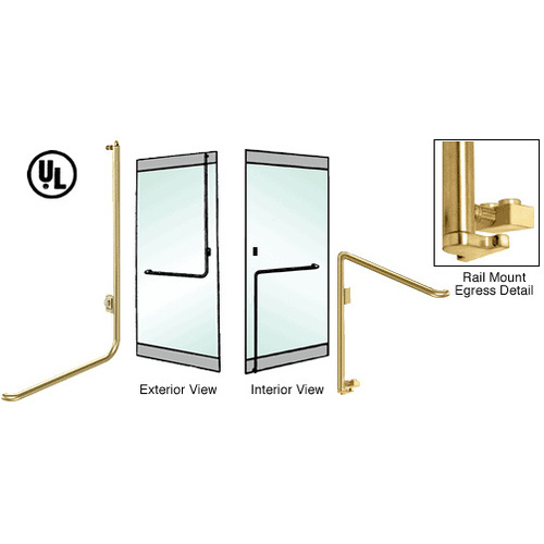 Polished Brass Left Hand Double Acting Rail Mount Keyed Access "D" Exterior Bottom Securing Electronic Egress Control Handle
