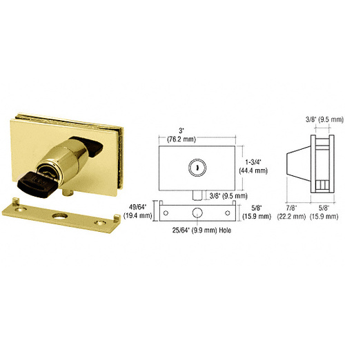 Brass Square Plunger Lock with Strike - Randomly Keyed