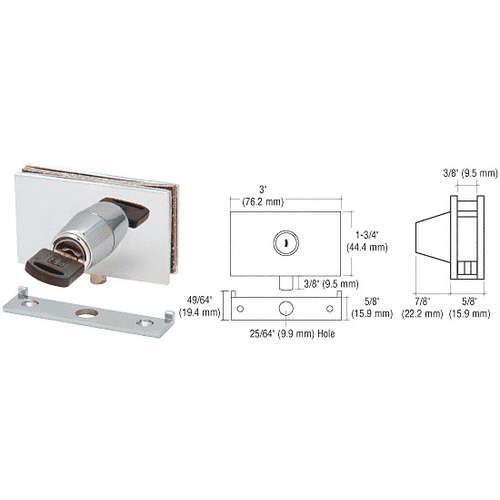 Chrome Square Plunger Lock with Strike - Keyed Alike