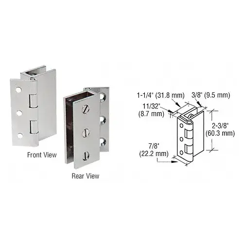 Brushed Nickel Large Wall Mount Set Screw Hinge - pack of 2