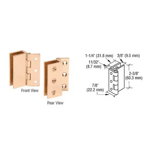 Brass Large Wall Mount Set Screw Hinge - pack of 2