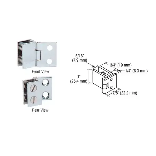 Chrome 1" Wall Mount Set Screw Hinge - pack of 2