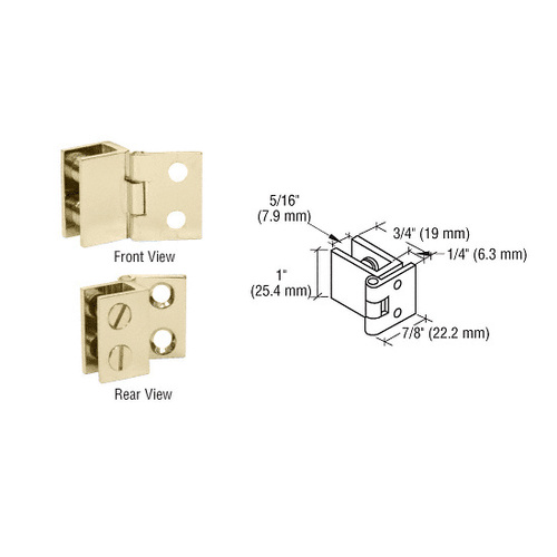 Brass 1" Wall Mount Set Screw Hinge - pack of 2