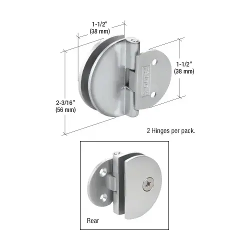 CRL EH184 Polished Chrome Half Round Light Duty Frameless Shower Door Hinge