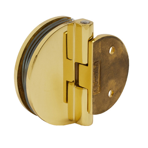 Polished Brass Half Round Light Duty Frameless Shower Door Hinge