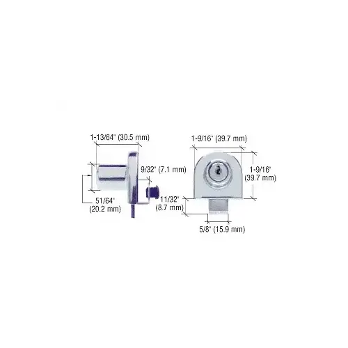 Chrome Single Glass Door Lock - Randomly Keyed