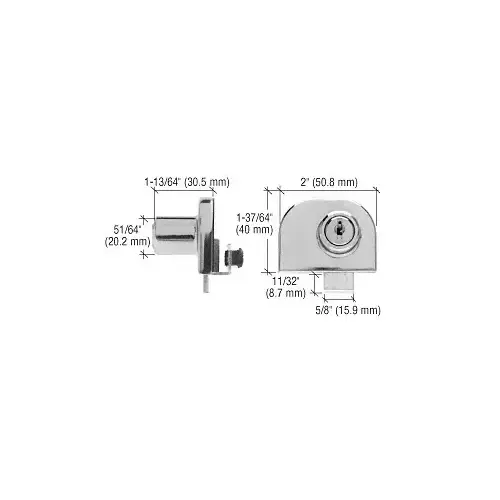 Chrome Double Glass Door Lock - Randomly Keyed