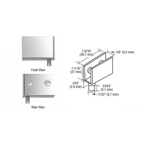 Polished Chrome Glass Door Pivot Hinges - pack of 2