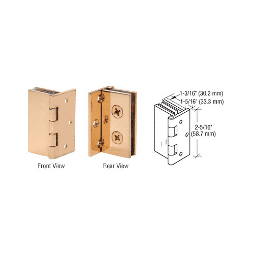 Brass Double Wall-to-Glass Hinges - pack of 2