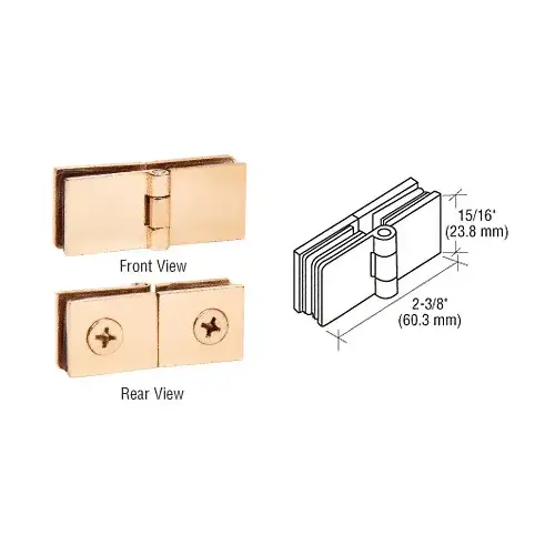 Brass Glass-to-Glass Inline Hinges - pack of 2