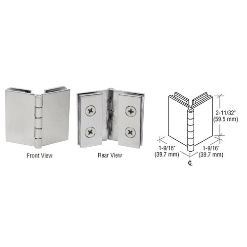 Brushed Nickel Double Glass-to-Glass 90 Degree Return Hinge - pack of 2