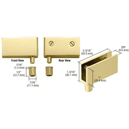CRL EH326 Brass Wide Glass Door Pivot Hinge - pack of 2