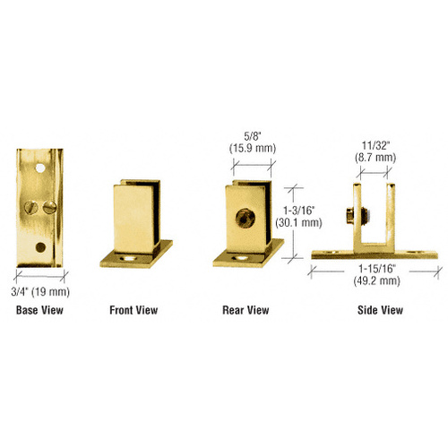 Brass Short Leg Set Screw Clamp for 1/4" to 5/16" Glass
