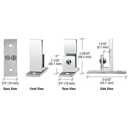Chrome Long Leg Set Screw Clamp for 1/4" to 5/16" Glass