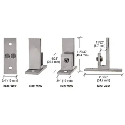 Brushed Nickel Long Leg Set Screw Clamp for 1/4" to 5/16" Glass