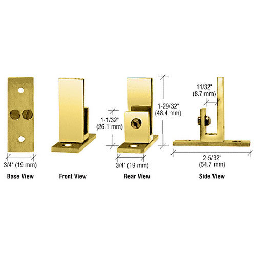 Brass Long Leg Set Screw Clamp for 1/4" to 5/16" Glass