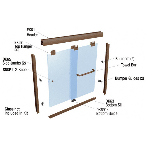 Oil Rubbed Bronze 60" x 60" Suite "EK" Series Shower Door Kit NO GLASS INCLUDED