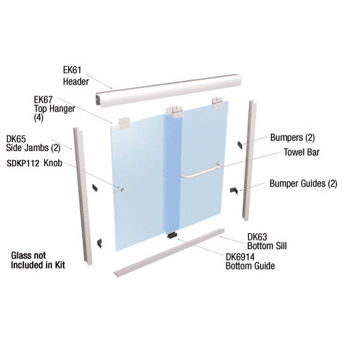 CRL EK146072BA Brite Anodized 60" x 72" Suite "EK" Series Shower Door Kit NO GLASS INCLUDED