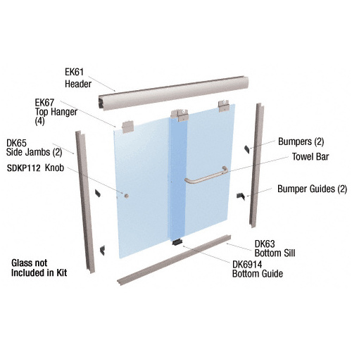 Brushed Nickel 60" x 60" Suite "EK" Series Shower Door Kit NO GLASS INCLUDED