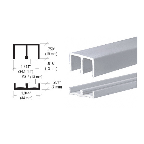 CRL EP13G Gray Plastic Track for 1/2" Sliding Panels