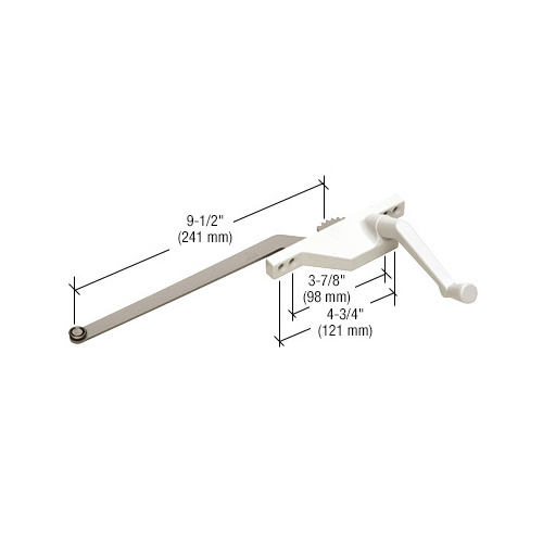 9-1/2" Arm Right Hand White Casement Window Operator Face Mount