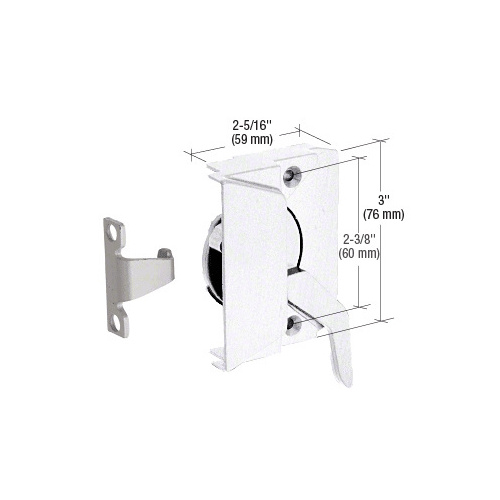 White Left Hand Casement Window Lock with 2-3/8" Screw Holes