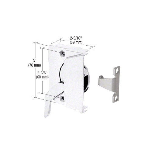 White Right Hand Casement Window Lock with 2-3/8" Screw Holes