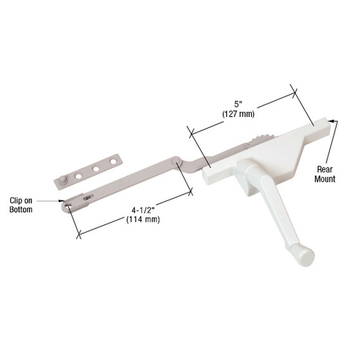 CRL EP23091 White Left Hand Dyad Casement Window Operator with 4-1/2" Link Arm