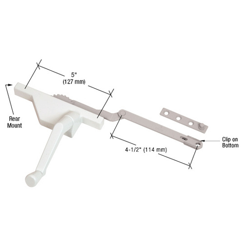 White Right Hand Dyad Casement Window Operator with 4-1/2" Link Arm