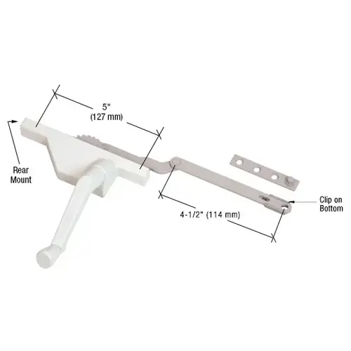 CRL EP23092 White Right Hand Dyad Casement Window Operator with 4-1/2" Link Arm