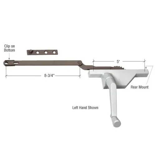 Truth EP24168 White Left Hand Rear Mount Dyad Casement Operator