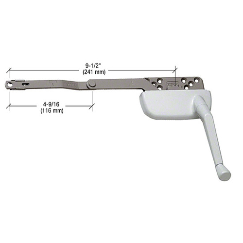White 9-1/2" Left Hand Single Arm Ellipse Surface Mount Dyad Casement Operator