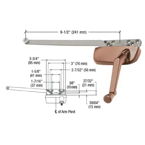 Clay Right Hand Ellipse Style Casement Operator with 9-1/2" Single Arm