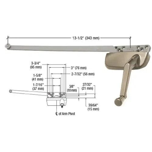 Coppertone Right Hand Ellipse Style Casement Operator with 13-1/2" Single Arm