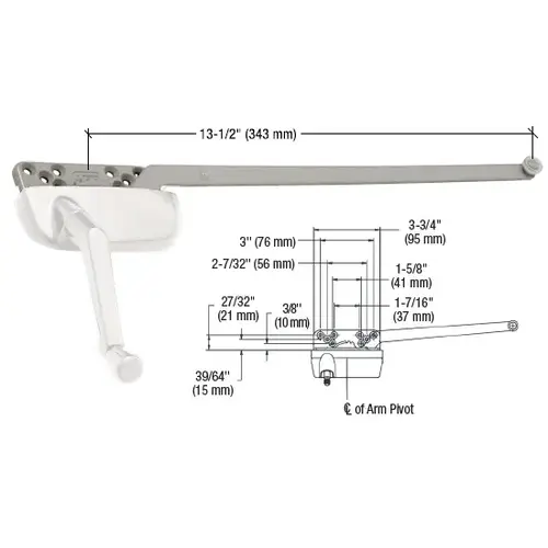 White Left Hand Ellipse Style Casement Operator with 13-1/2" Single Arm