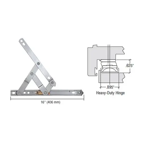 16" Heavy-Duty 4-Bar Stainless Steel Window Hinge - pack of 2