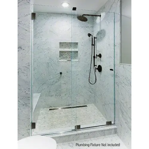 Oil Rubbed Bronze Essence Series Basic Sliding Shower Door Kit with Squared Corner Rollers GLASS NOT INCLUDED