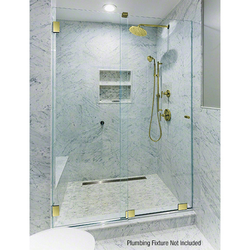 Polished Brass Essence Series Basic Sliding Shower Door Kit with Squared Corner Rollers GLASS NOT INCLUDED