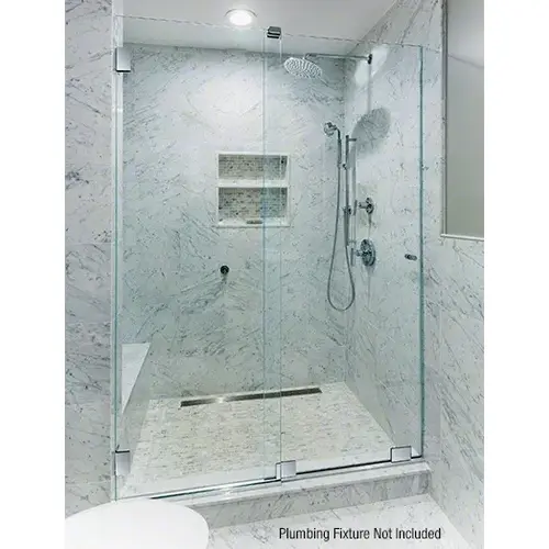 Polished Chrome Essence Series Basic Sliding Shower Door Kit with Squared Corner Rollers GLASS NOT INCLUDED