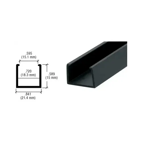 CRL EX6545 Black 1/2" Plastic U-Channel - 12' Long 144" Stock Length