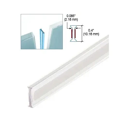 Clear Copolymer Strip for 180 Degree Glass-to-Glass Joints - 3/8" Tempered Glass -  12" Stock Length - pack of 5