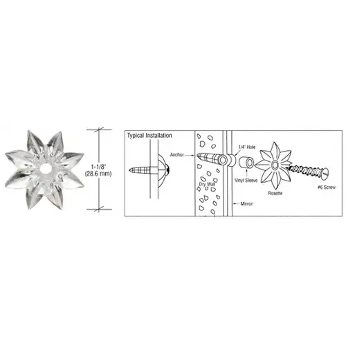 CRL F120 Clear 1-1/8" Plastic Star Rosettes