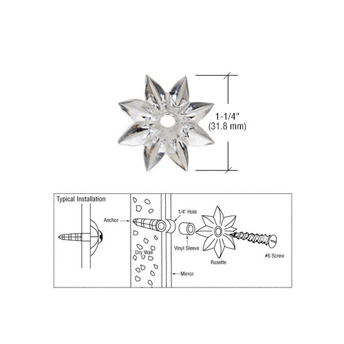 Clear 1-1/4" Plastic Star Rosettes